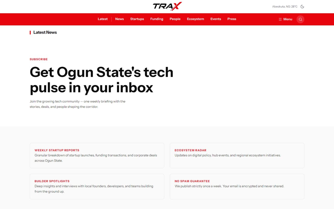 Trax newsletter, product design by Talodabioluwa Paul